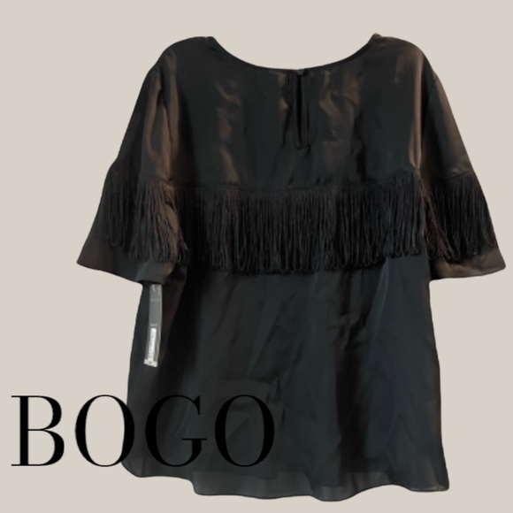 Worthington Tops - NWT Black Fringe Western Shirt